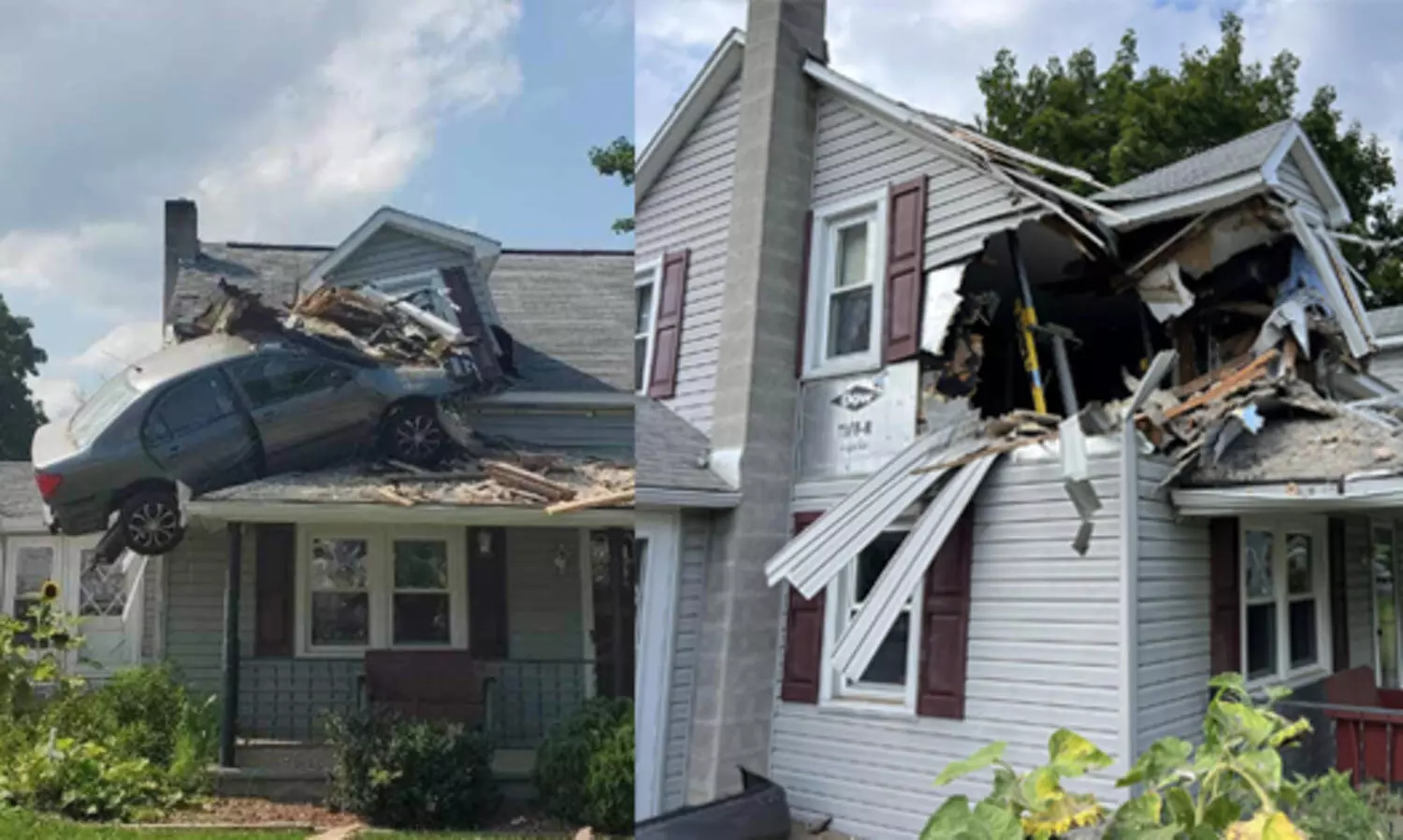 വീടിന്‍റെ രണ്ടാം നിലയിലേക്ക് പറന്നുകയറി ടൊയോട്ട കൊറോള! ഞെട്ടൽ, ദുരൂഹത