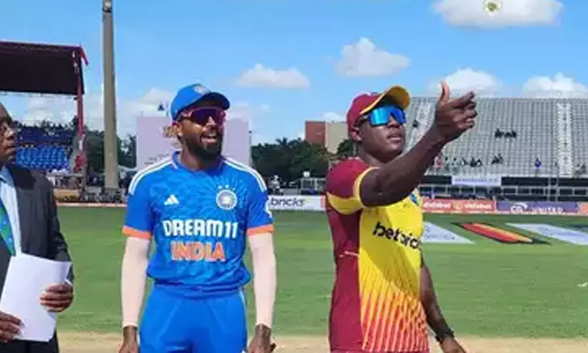 നാലാം ട്വന്റി20; വെസ്റ്റിൻഡീസിന് ബാറ്റിങ്; ഇന്ത്യൻ ടീമിൽ മാറ്റമില്ല; സഞ്ജു കളിക്കും നാലാം ട്വന്റി20; വെസ്റ്റിൻഡീസിന് ബാറ്റിങ്; ഇന്ത്യൻ ടീമിൽ മാറ്റമില്ല; സഞ്ജു കളിക്കും