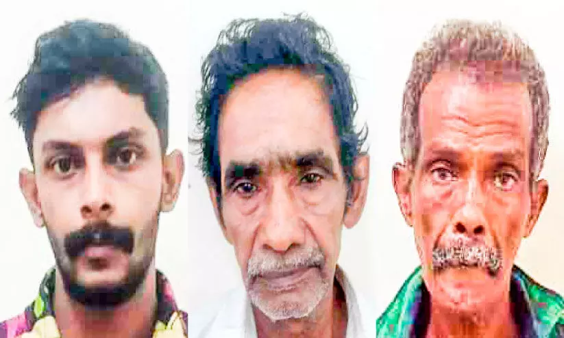 മൂന്നുകിലോ കഞ്ചാവും കോടയും പിടികൂടി; മൂന്നുപേർ പിടിയില്‍