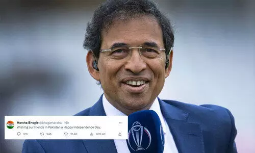 പാകിസ്താന് സ്വാതന്ത്ര്യ ദിനാശംസ നേർന്നു; കമന്റേറ്റർ ഹർഷ ബോഗ്ലെക്കെതിരെ സൈബർ ആക്രമണം