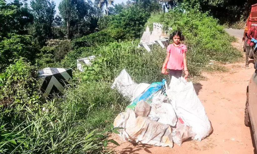 റോഡരികിലെ മാലിന്യം ശേഖരിച്ച്​ പഞ്ചായത്തിന്​ കൈമാറി ആദിശ്രീ
