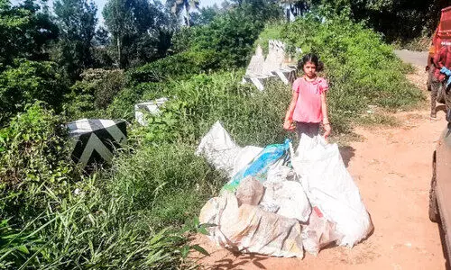 റോഡരികിലെ മാലിന്യം ശേഖരിച്ച്​ പഞ്ചായത്തിന്​ കൈമാറി ആദിശ്രീ