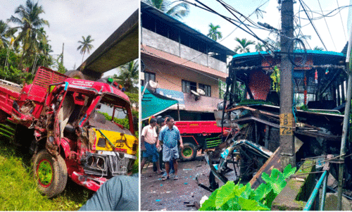 Bus and tipper collided