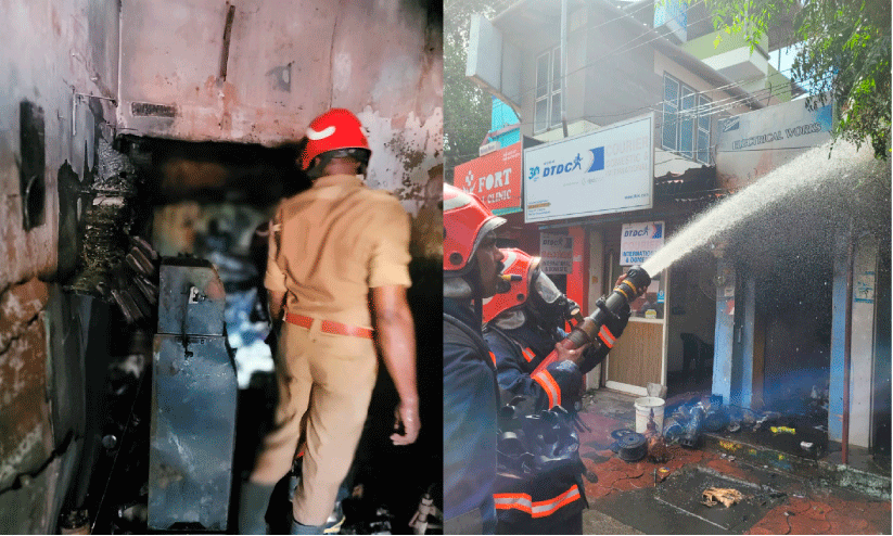 പടിഞ്ഞാറേകോട്ടയില്‍  മൂന്ന് കടകള്‍ക്ക് തീപിടിച്ചു