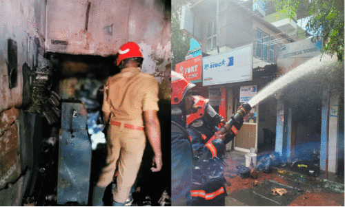 പടിഞ്ഞാറേകോട്ടയില്‍  മൂന്ന് കടകള്‍ക്ക് തീപിടിച്ചു