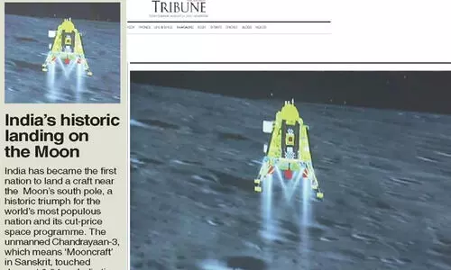 ചന്ദ്രയാൻ നേട്ടം ആഘോഷിച്ച് പാക് പത്രങ്ങൾ; വാർത്തക്ക് ഒന്നാം പേജ് കവറേജ്