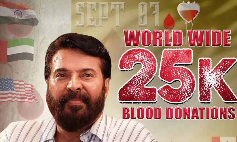 മമ്മൂട്ടിയുടെ ജന്മദിനം: കാൽ ലക്ഷം രക്തദാനവുമായി ആരാധകർ മമ്മൂട്ടിയുടെ ജന്മദിനം: കാൽ ലക്ഷം രക്തദാനവുമായി ആരാധകർ