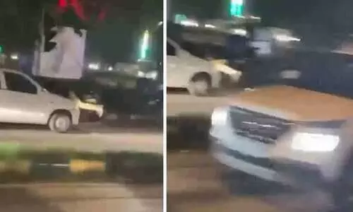 ഹരിയാനയിൽ ഡോക്ടറെയും ബോണറ്റിൽ വെച്ച് കാർ സഞ്ചരിച്ചത് 50 മീറ്റർ ദൂരം -വിഡിയോ