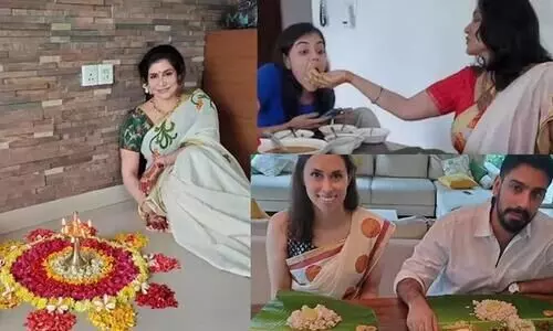 Lissy Lakshmi Celebrate Onam With Kalyani And sidharth Lissy Lakshmi Celebrate Onam With Kalyani And sidharth