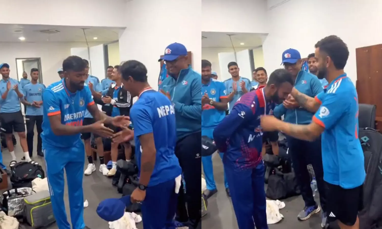 വീരോചിത പോരാട്ടം; നേപ്പാൾ ടീം അംഗങ്ങളെ മെഡലണിയിച്ച് ഇന്ത്യന്‍ ടീമിന്റെ ആദരം