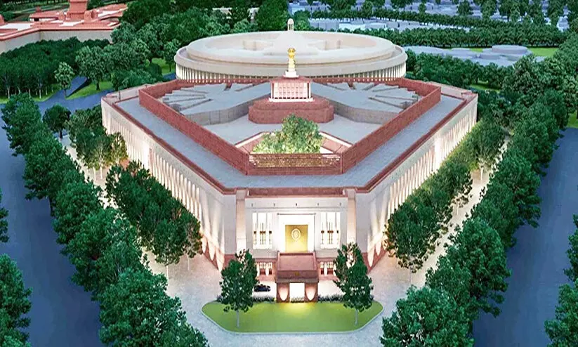 old and new indian parliament building old and new indian parliament building