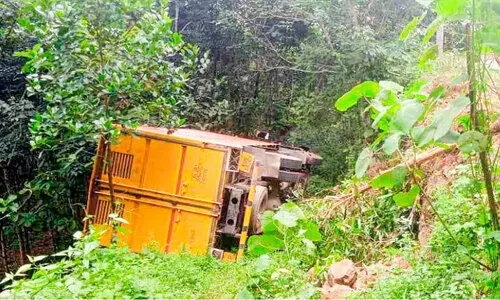 വാൻ മറിഞ്ഞ് ഡ്രൈവർക്ക് പരിക്ക്