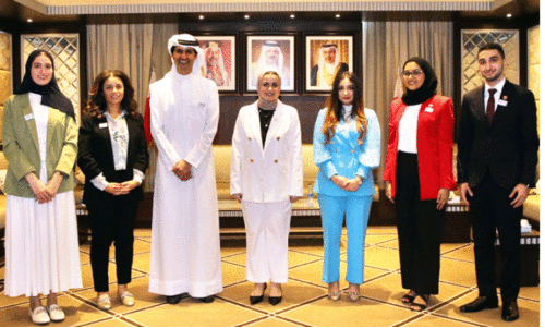 ബ​ഹ്​​റൈ​ൻ യൂ​ത്ത്​ അം​ബാ​സ​ഡ​ർ​മാ​രെ    യു​വ​ജ​ന​കാ​ര്യ മ​ന്ത്രി സ്വീ​ക​രി​ച്ചു