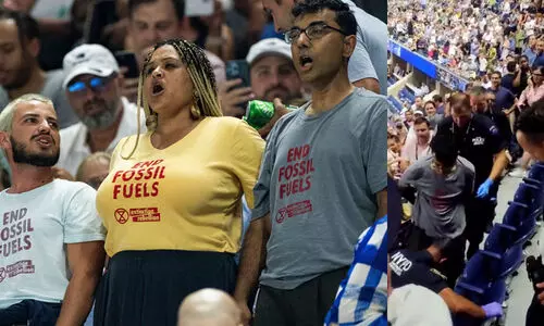 യു.എസ് ഓപൺ സെമിഫൈനലിനിടെ ​ഗാലറിയിൽ അസാധാരണ പ്രതിഷേധം; മത്സരം 49 മിനിറ്റ് തടസ്സപ്പെട്ടു