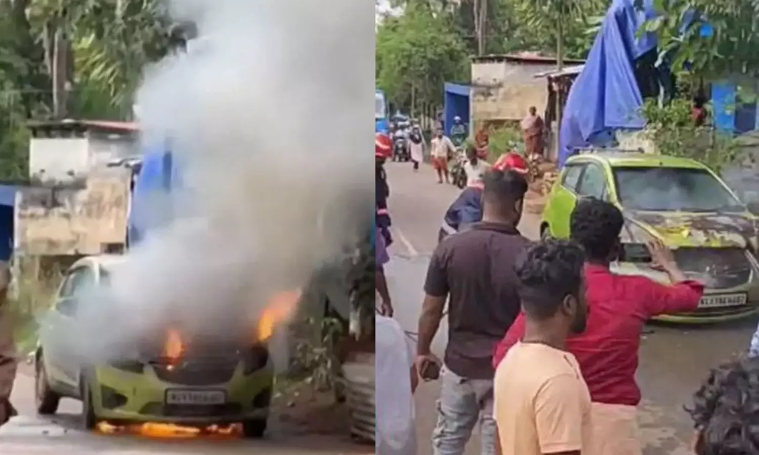 വർക്കലയിൽ ഓടിക്കൊണ്ടിരുന്ന കാറിന് തീപിടിച്ചു