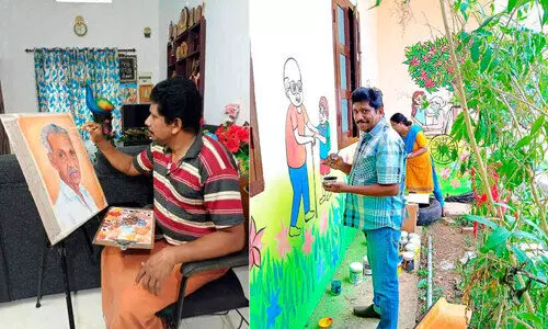 ചിത്രരചനയിലും കരകൗശലത്തിലും വിസ്​മയം രചിച്ച്​ രാജീവ്​