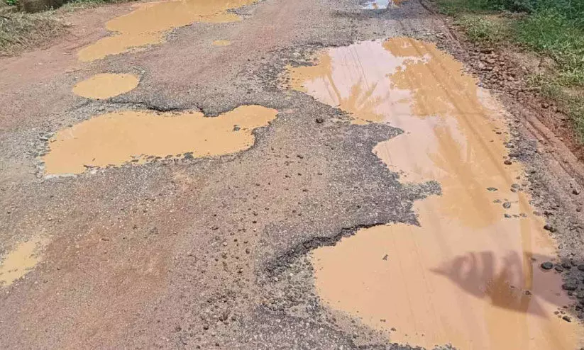 potholes on the road