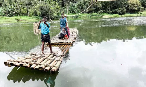 ആലടി-പെരിക്കണ്ണി നിവാസികൾക്ക് പെരിയാർ കുറുകെ കടക്കാൻ ആശ്രയം മുളംചങ്ങാടം