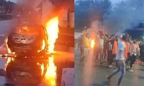 പോത്തിറച്ചിയുമായി പോകുന്ന വാഹനം കത്തിച്ചു; കർണാടകയിൽ 14 ശ്രീരാമ സേന പ്രവർത്തകർ അറസ്റ്റിൽ