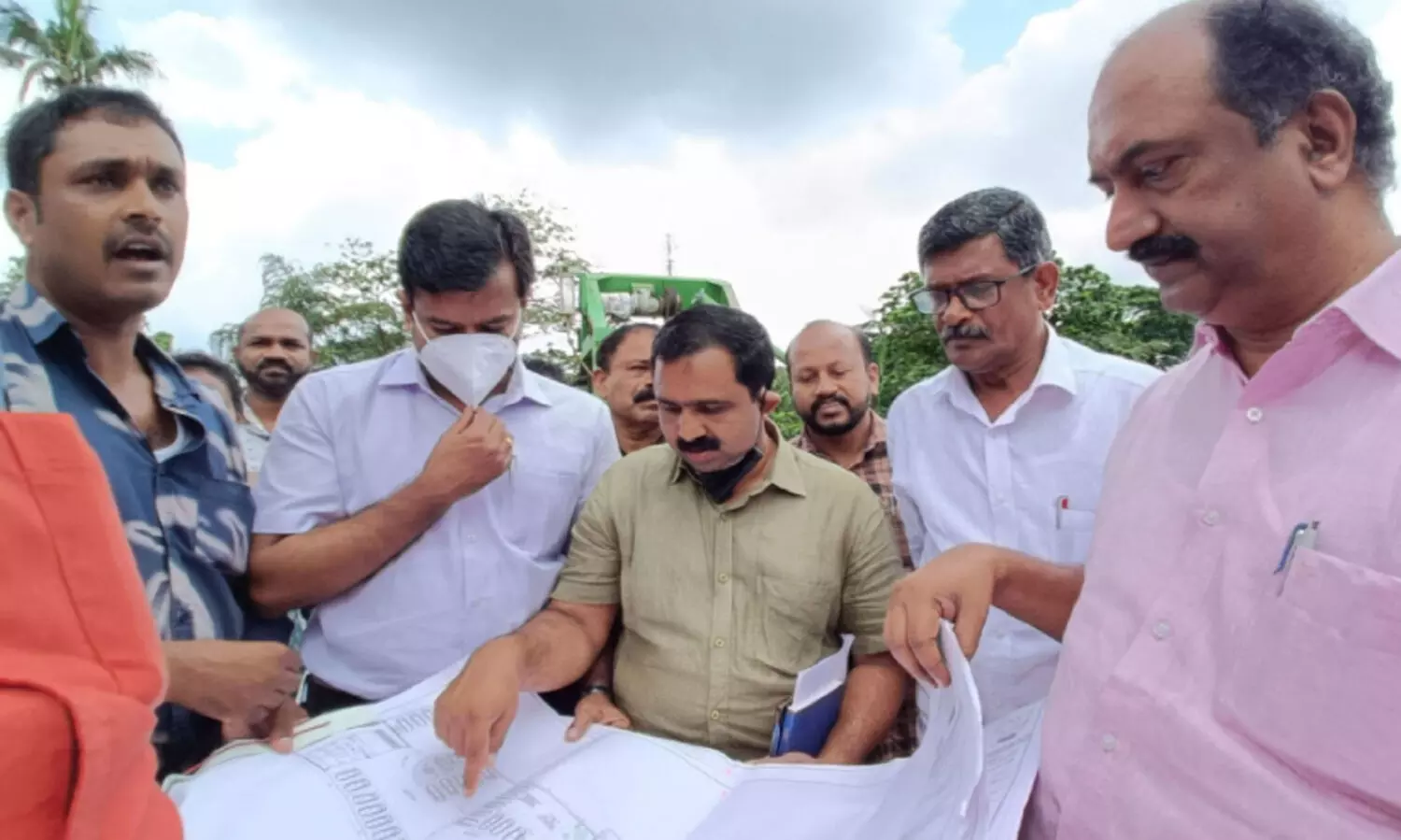 Minister Examining the Construction Work