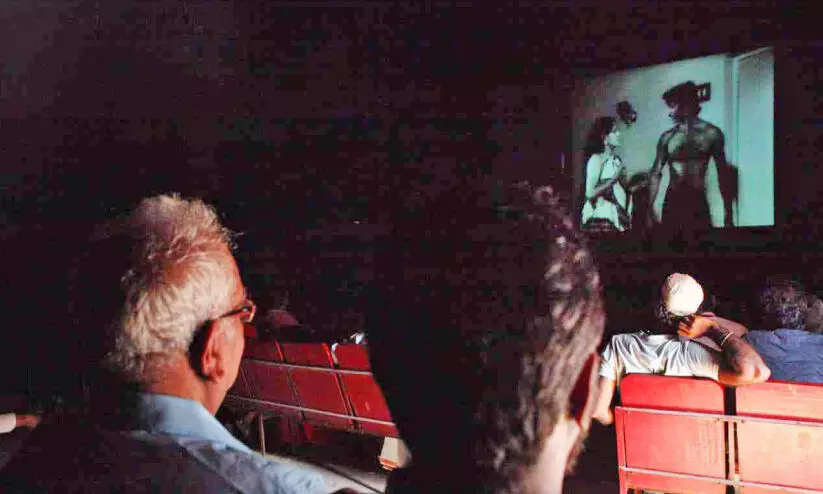 K.T george watching his first movie Swapnadanam
