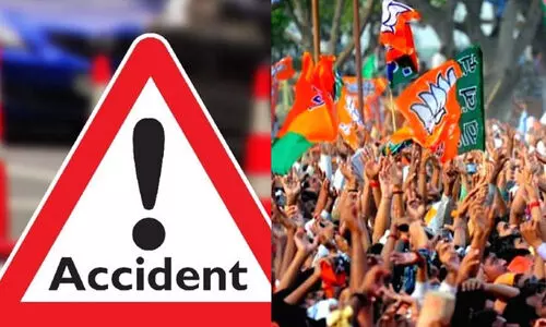 ബി.ജെ.പി പ്രവർത്തകരുമായി പോകുന്ന ബസ് നിർത്തിയിട്ട ലോറിയിലിടിച്ച് 39 പേർക്ക് പരിക്ക്