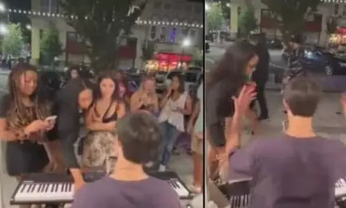 മദ്യലഹരിയിൽ തെരുവ്​ ഗായകന്‍റെ​ പണം കവർന്ന്​ യുവതി; വിഡിയോ വൈറൽ