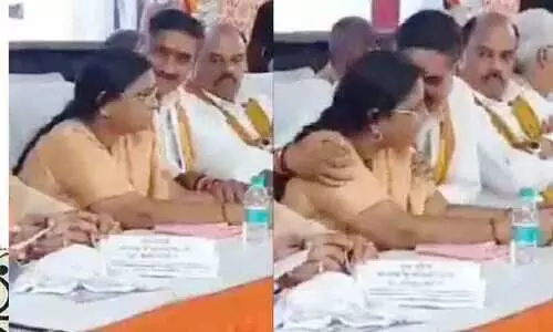BJP MP Satish Gautam touches woman MLA inappropriately at Aligarh event