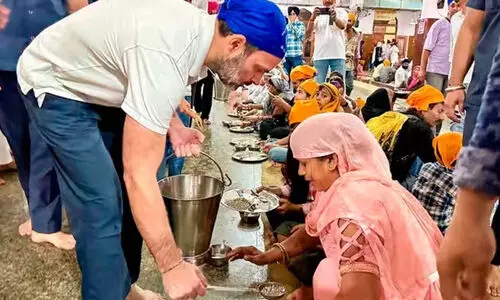 പച്ചക്കറി മുറിച്ച് പാത്രങ്ങൾ കഴുകി രണ്ടാം ദിവസവും സുവർണ ക്ഷേത്രത്തിൽ രാഹുൽ