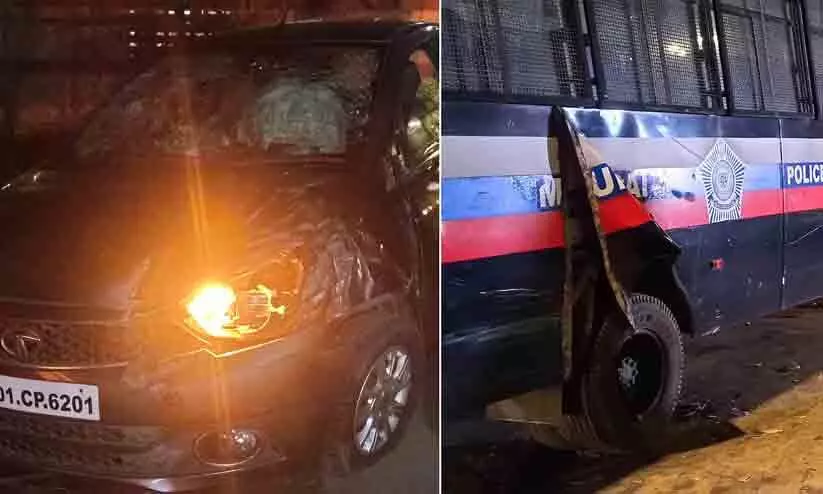 80കാരൻ ഓടിച്ച കാർ ബസിലിടിച്ചു; നിർത്താതെ പോകുന്നതിനിടെ നാലുകുട്ടികളെ ഇടിച്ചിട്ടു, പൊലീസ് വാനിൽ ഇടിച്ചുനിന്നു 80കാരൻ ഓടിച്ച കാർ ബസിലിടിച്ചു; നിർത്താതെ പോകുന്നതിനിടെ നാലുകുട്ടികളെ ഇടിച്ചിട്ടു, പൊലീസ് വാനിൽ ഇടിച്ചുനിന്നു