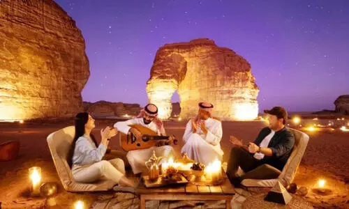 Tourists at Al Ula Historical Center Tourists at Al Ula Historical Center