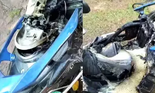 electric scooter caught fire