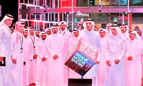 ജനീവ ഇന്റർനാഷനൽ മോട്ടോർ ഷോ ഉദ്ഘാടനം പ്രധാനമന്ത്രി ശൈഖ് മുഹമ്മദ് ബിൻ  അബ്ദുൽ റഹ്മാൻ ആൽഥാനി നിർവഹിക്കുന്നു