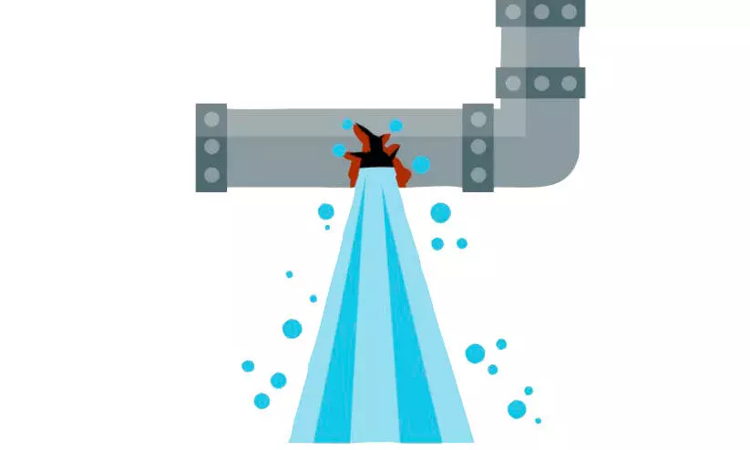 പൈപ്പ് പൊട്ടി നീർച്ചാൽ; ജല അതോറിറ്റിക്ക് കുലുക്കമില്ല പൈപ്പ് പൊട്ടി നീർച്ചാൽ; ജല അതോറിറ്റിക്ക് കുലുക്കമില്ല