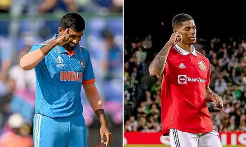 വിക്കറ്റ് ആഘോഷത്തിനിടെ റാഷ്ഫോഡിനെ അനുകരിച്ച് ബുംറ; കൈയടിച്ച് ഫുട്ബാൾ ആരാധകർ