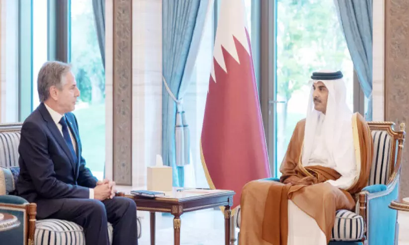US Secretary of State Anthony Blinken meets with Emir Sheikh Tamim bin Hamad Al Thani