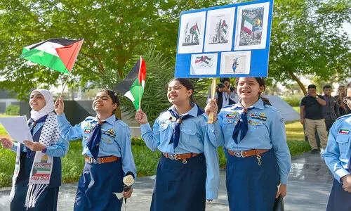 School students in Kuwait in solidarity with Palestine
