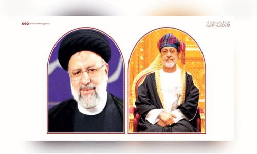 ഇ​റാ​ൻ പ്ര​സി​ഡ​ന്‍റ്​ ഡോ. ​ഇ​ബ്രാ​ഹിം റ​ഈ​സി,  സു​ൽ​ത്താ​ൻ ഹൈ​തം ബി​ൻ താ​രി​ഖ്