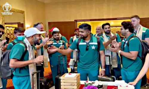 Pakistan cricket captain at hotel in Bangalore Babar Azam cuts the birthday cake