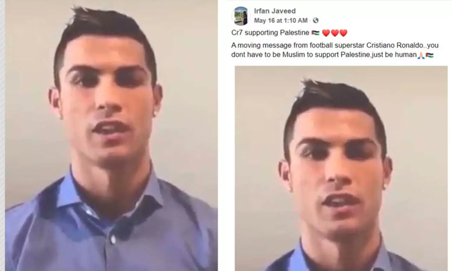 സൂപ്പർതാരം ക്രിസ്റ്റ്യാനോ ഫലസ്തീന് പിന്തുണ പ്രഖ്യാപിച്ചോ? സത്യം ഇതാണ്...