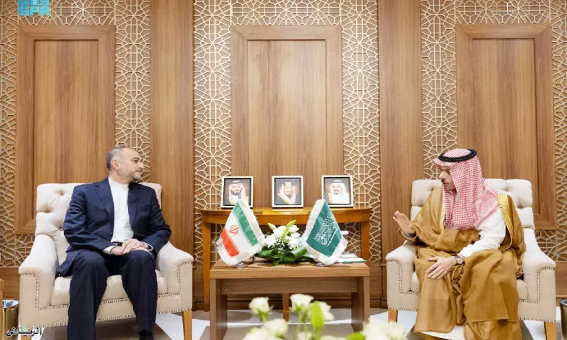 Saudi Foreign Minister Amir Faisal bin Farhan Iranian Foreign Minister When Minister Hussain held a meeting with Amir Abdullahiyan
