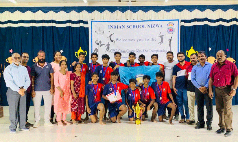 സി.ബി.എസ്.ഇ ഒമാൻ ക്ലസ്റ്റർ ഖോ-ഖോ ആൺകുട്ടികളുടെ മത്സരത്തിൽ വിജയികളായ ഇന്ത്യൻ സ്കൂൾ മബേല ടീം സി.ബി.എസ്.ഇ ഒമാൻ ക്ലസ്റ്റർ ഖോ-ഖോ ആൺകുട്ടികളുടെ മത്സരത്തിൽ വിജയികളായ ഇന്ത്യൻ സ്കൂൾ മബേല ടീം