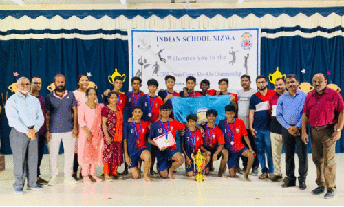 സി.​ബി.​എ​സ്‌.​ഇ ഒ​മാ​ൻ ക്ല​സ്റ്റ​ർ ഖോ-​ഖോ ആ​ൺ​കു​ട്ടി​ക​ളു​ടെ മ​ത്സ​ര​ത്തി​ൽ വി​ജ​യി​ക​ളാ​യ ഇ​ന്ത്യ​ൻ സ്‌​കൂ​ൾ മ​ബേ​ല ടീം