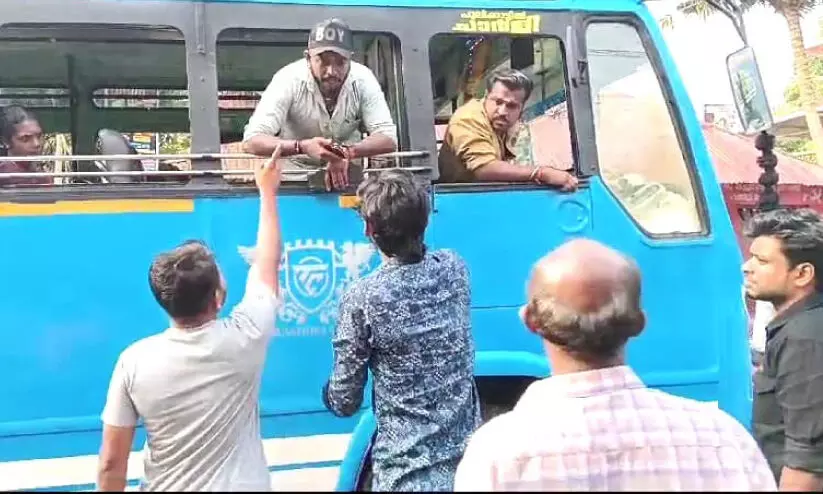 When the private bus that missed the schedule was stopped at Thachurkunn by the locals