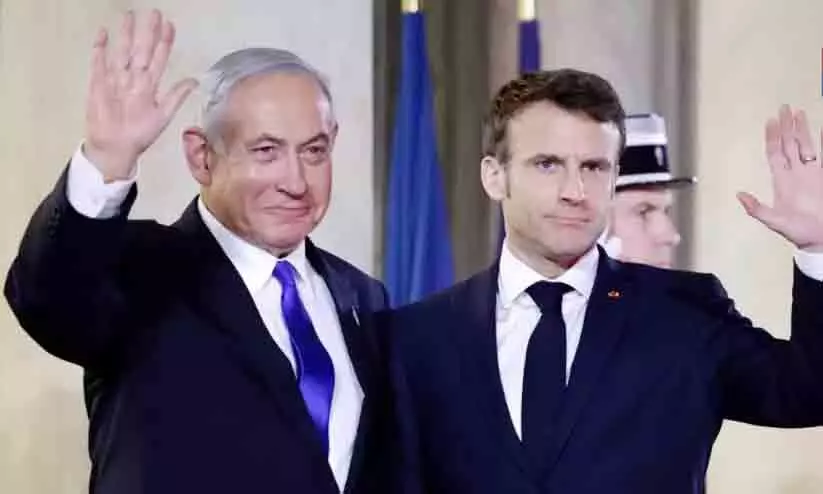 French President Macron in Israel with support