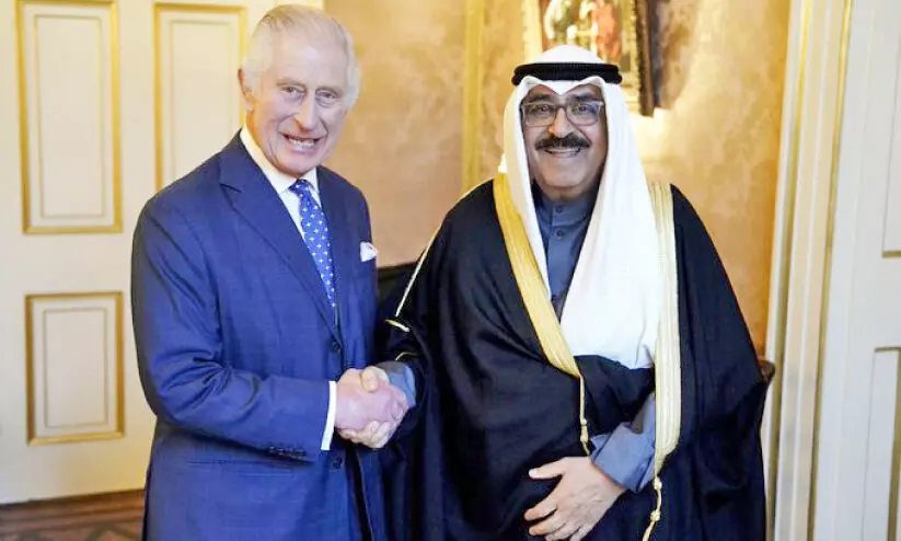 Crown Prince Sheikh Mishaal Al Ahmed Al Jabir Assabah and King Charles III Crown Prince Sheikh Mishaal Al Ahmed Al Jabir Assabah and King Charles III