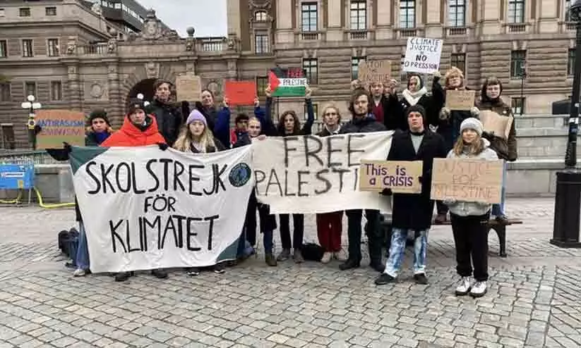 ഇസ്രായേൽ വിരട്ടലിന് പുല്ലുവില: ഫലസ്തീന് വീണ്ടും പിന്തുണയർപ്പിച്ച് ഗ്രേറ്റ തുൻബെർഗ് ഇസ്രായേൽ വിരട്ടലിന് പുല്ലുവില: ഫലസ്തീന് വീണ്ടും പിന്തുണയർപ്പിച്ച് ഗ്രേറ്റ തുൻബെർഗ്