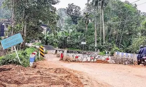 എം.എൽ.എയുടെ വാഗ്ദാനം ജലരേഖ;പുതമൺ പാലം നിർമാണം വൈകുന്നു എം.എൽ.എയുടെ വാഗ്ദാനം ജലരേഖ;പുതമൺ പാലം നിർമാണം വൈകുന്നു