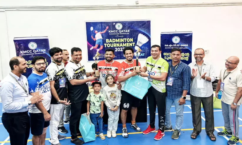 Badminton tournament organized by KMCC Kasaragod Mandalam ,Trophies are presented to the winners