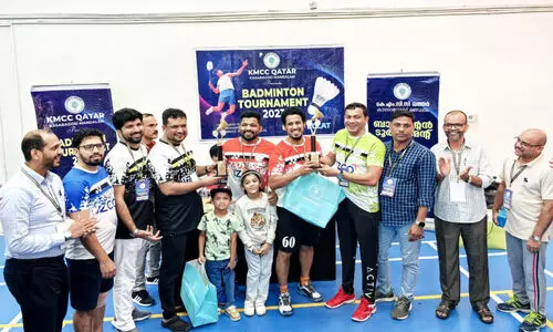 Badminton tournament organized by KMCC Kasaragod Mandalam ,Trophies are presented to the winners